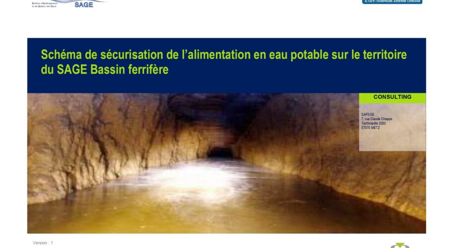 Schéma de sécurisation de l'alimentation en eau potable sur le territoire du SAGE Bassin Ferrifère